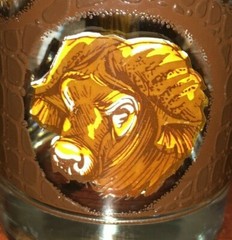 Set of 2 Vtg Libby Brown Leather and Wild Animals Design 8oz Drinking Glasses