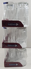 18) Luminarc Lancer 9 Oz Flat Tumblers Set Vintage Clear Cut Cristal Arcoroc Lot