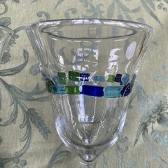Block Basics Harlequin II Blue Green Squares Water Goblets, New set of 2