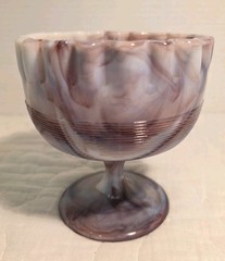 Vintage Purple White Swirl Wavy Slag Glass Goblet Chalice