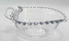 Imperial Glass Company Candlewick Handled Nappy Candy Dish Heart Shaped