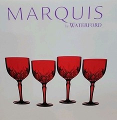New MARQUIS by WATERFORD Brookside Red Crystal Wine Glasses 8.5″ Set of 3