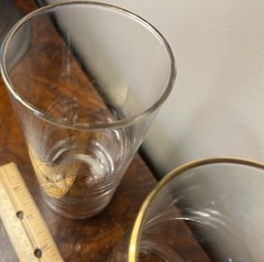 Vintage MCM Set Of 3 Homer Laughlin 22k Golden Wheat Pattern 12 oz Glasses 5.5in