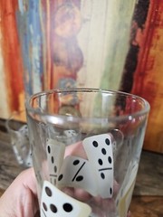 (4) Vtg Turkish Pasabahce Dominoes Drinking Glass 8 Oz Collins Tall Set Domino’s