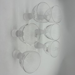 Set of 6 Eisch Sake Glasses Each Asian Etched Frosted Stem Base 5.25”h x 3”w EUC