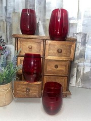 Mikasa Cheers Ruby Red Stemless Etched Wine Glasses Set of 4 Retired