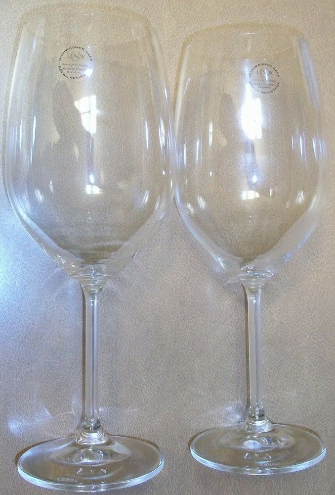 LOT OF 2 LENOX TUSCANY CLASSICS CRYSTAL Wine Glasses 21 ounce 9 1/2 in. high