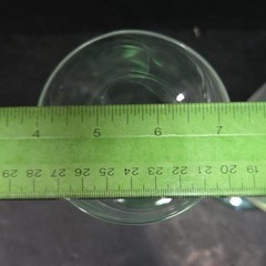 Green Bubble Stem Wine Glasses, Set of 2, Vintage Clear Bulb Stemware, Drinkware