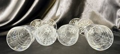 Set Of 4~Clear Crystal Champagne Glasses~6 Sided Stem~16 Point Cut Star On Base