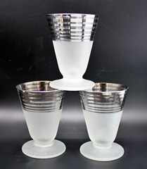 3- 1950s West Virginia Frostnip Platinum Band Glassware Small 3.5″