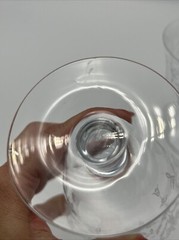 Lacy Needle Etch Optic Water Iced Tea Glass Goblet Pair 5 5/8″ Tall