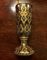 HARRACH MOSER ENAMELED & GILT BOHEMIAN CORDIALS (4) C.1880 MOORISH ISLAMIC