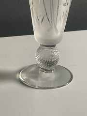 Vintage Etched Half Pilsner Glass Half Ball Stem Frosted Figural Barware 10”