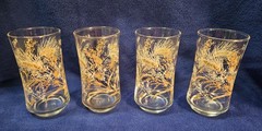 Set of 4 Vintage 1970’s Libbey Wheat Pattern 10 oz. Glass Tumblers