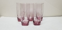 5 LIBBEY IMPERIAL PLUM ELEGANT GLASS DISCONTINUED TUMBLERS 6 3/4″