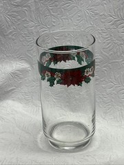 Libbey Tienshan Deck The Halls 14oz Glassware Tumbler 5 5/8”H vintage