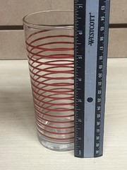 LIBBEY Red Stripe Tumbler Glasses 16 oz Vintage Set 4