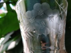 MCM Rock Sharpe Clear Crystal Gray Cut Water Goblet 3005-6 Excel Used Cond.
