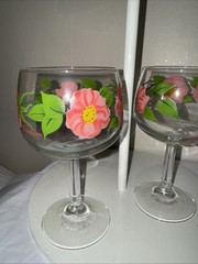 VTG Franciscan Desert Rose Wine Glasses Goblets, 10-12 Oz, 6.5 » Tall Set Of 4