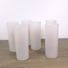 Set of 6 Vtg 60’s Gay Fad Hand Painted Flamingo Collins Glasses Frosted 6″
