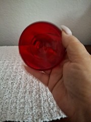 Vintage L.G. Wright Glass Strawberry & Ruby Red Water Goblet 6-1/2″