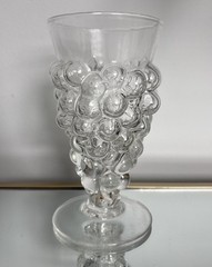 Rare Vintage Mold Blown Grape Bunch & Leaves Tea Tumbler Glass Clear Cup MCM Cup