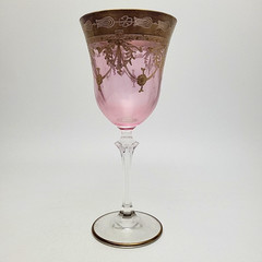 Venetian Medici Murano Light Purple Wine Goblet Glass 24K Gold