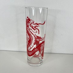 VTG Red Chinese Dragon Tom Collins Zombie Glass 7″ Tall Asian Cocktail Tumbler