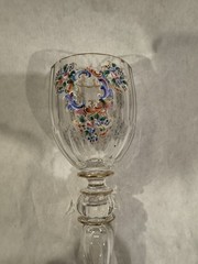 Lobmeyr Antique Hand Blown Crystal glass Enameled Gilded red wine Goblet 8 1/2″H