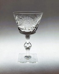 T.G. Hawkes Signed Set/4 Carnation Gravic Cut Crystal Goblets 6.5″ Corning NY