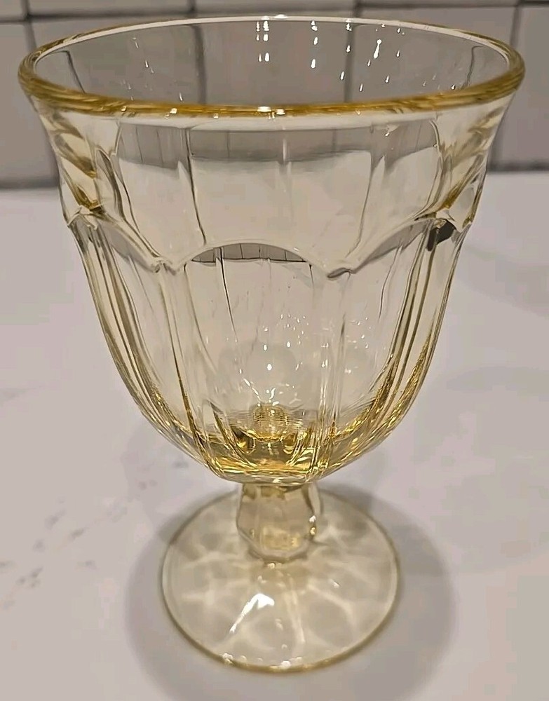 Vintage Honey Yellow Noritake Provincial Water Goblet 5 1/2 Inches Tall