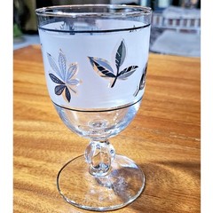 Vintage 1960’s 10-Ounce Libby Frosted Silver Leaf Goblet Stemware Wine Water