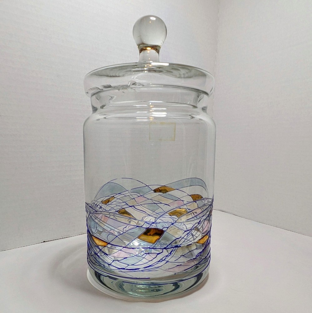 Fostoria Galleria Mosaic 9.5inApothecary Jar Canister Lid Milano Romania