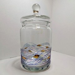 Fostoria Galleria Mosaic 9.5inApothecary Jar Canister Lid Milano Romania