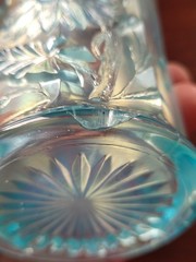 Nice Ice Blue Northwood Carnival Glass Dandelion Pattern Tumbler Base Bruise