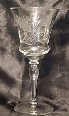 🥂VTG. XL Wine Water Cocktail Glass w/Etched Base Bulbous Stem 🍷