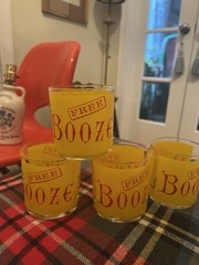 Vintage set of 4 Free Booze Cocktail Glasses