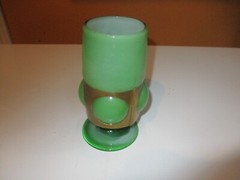 Vintage Felipe Derflingher Brutalist Mexican caged glass goblet Green