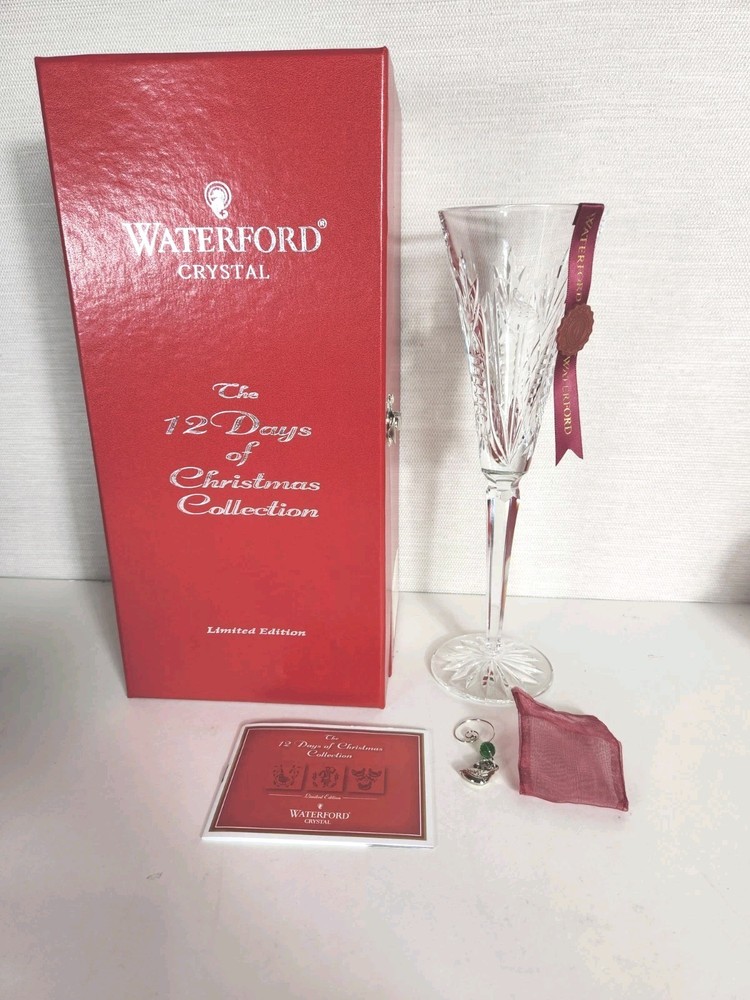 Waterford 12 Days of Christmas Partridge Pear Tree 1st Ed Champagne Flute New