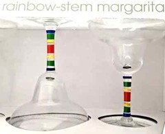 🔥2🔥Margarita Glass Target Home VTG 2001 LGBTQ Gay Pride 🌈 Rainbow Stem Salsa