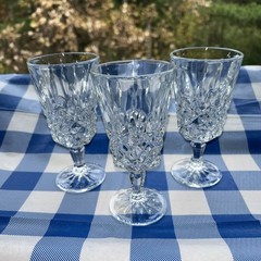 BEAUTIFUL Lead CRYSTAL WaterJuice Goblet 5 3/4” Tall 2 3/4 Diameter Set Of 3