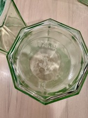 3 PC Green Depression Pre Anchor Hocking Glass Octagonal Tumbler Working Glass