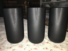 3 Vintage Flat Black Glass Roly Poly Tumbler 5 7/8″ tall x 3″ diameter All Onyx