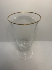 LENOX Crystal FONTAINE Water Goblets Gold Trim Hand Etched Truly Beautiful Set 8