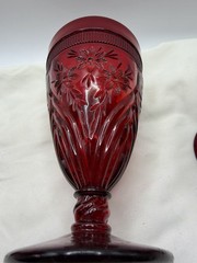 Set of 4 Fenton Ruby #1720 Flower Windows Footed Ice Tea Tumblers