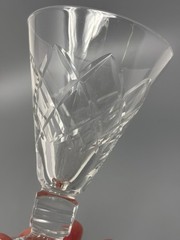 Vintage Clear Crystal Liqueur Sherry Glass Footed with Cube Stem Shape Unsigned