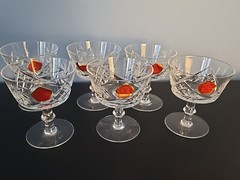 Champagne / Tall Sherbet Glasses (6) by Ajka Csopak Pinwheel / Fan Pattern NEW