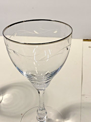 LOT OF 2 Lenox Crystal ETCHED Platinum Trim Water Wine Goblets Glasses 7″