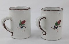 Set of 2 Hand-Painted Folk Art Espresso Cups – Small Ceramic, Floral Design