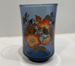 Vintage Small Blue Juice Glasses Libbey Bolero “Franco” Orange Poppy MCM